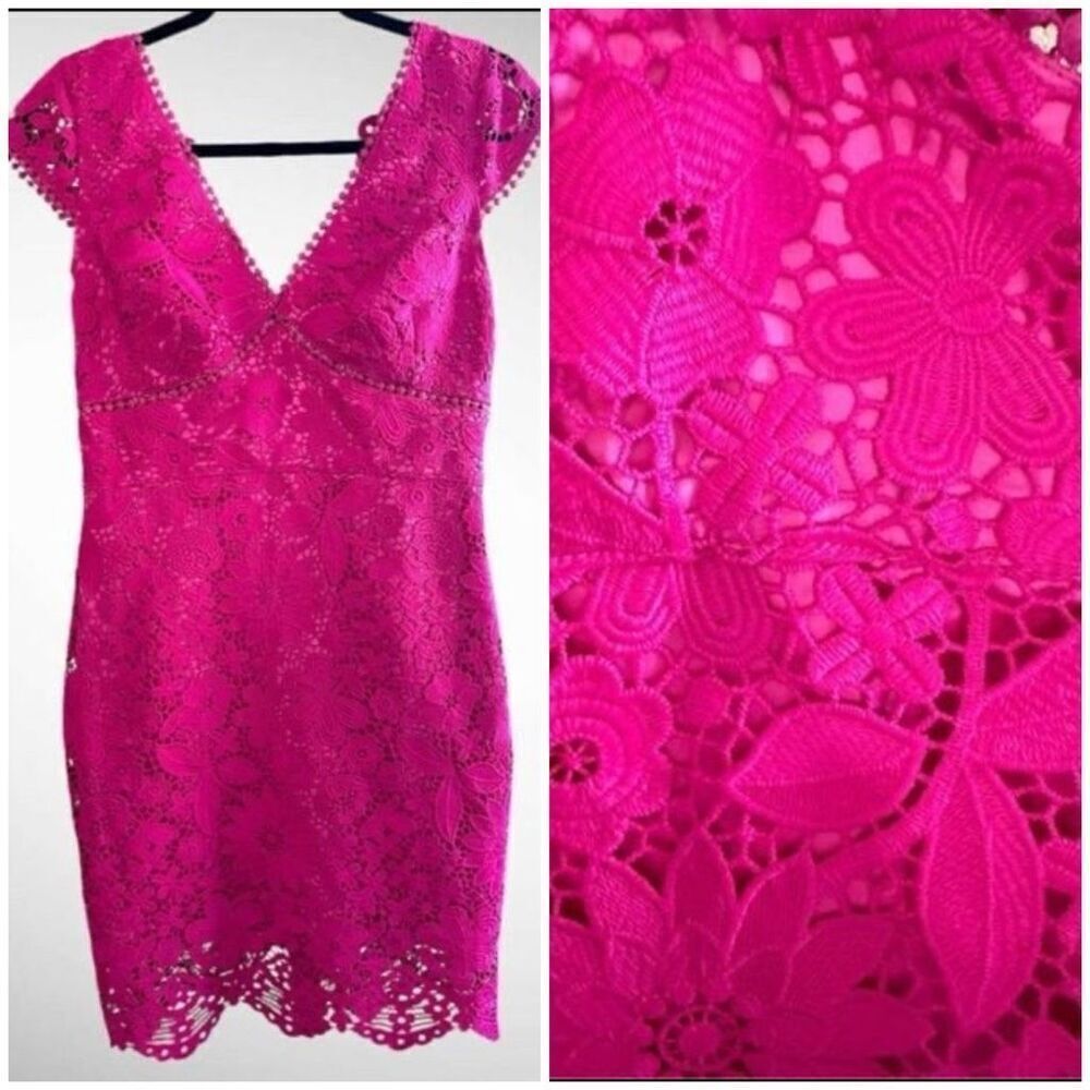 Generation Love Julie Lace Dress In Hot Pink Size Xs